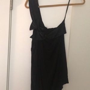 BCBG One Shoulder Black Bow silk top